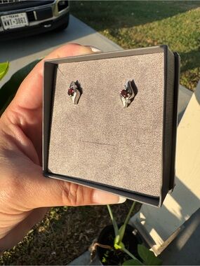 NWOT Angara Elegant Sterling Silver and Garnet Gemstone Earings
